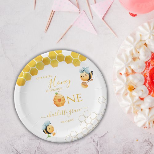 Our Little Honey is Turning One Bee Party Paper Plates