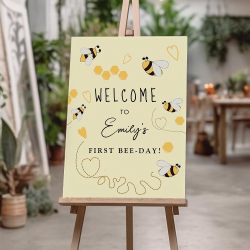 Our little honey is turning one birthday welcome foam board