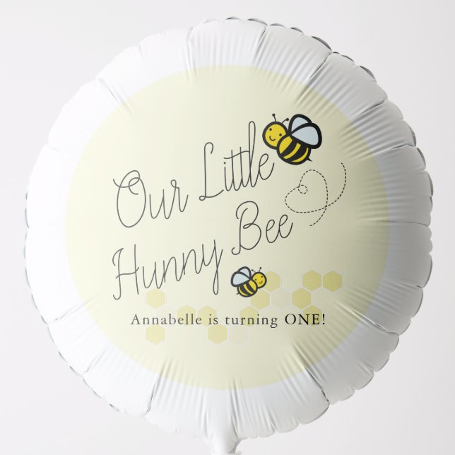 Our Little Hunny Bee Yellow Girl Birthday Balloon (Front)