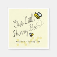 Our Little Hunny Bee Yellow Girl Birthday Paper Napkins
