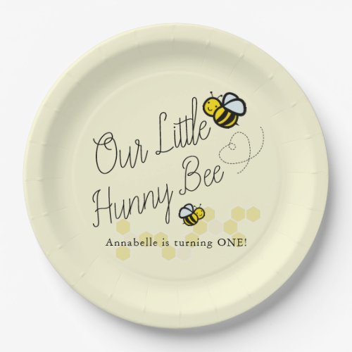 Our Little Hunny Bee Yellow Girl Birthday Paper Plates