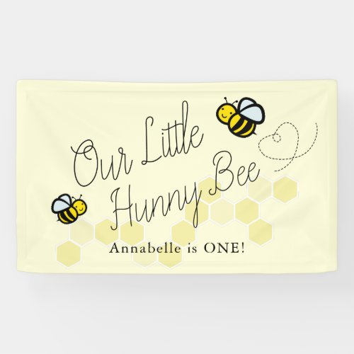 Our Little Hunny Bee Yellow Girl Birthday Welcome Banner