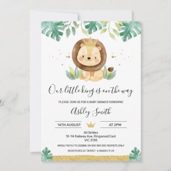Our Little King Lion Crown Baby Shower Invitation by figtreedesign at Zazzle