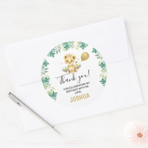 Our Little King Lion Crown Balloon 1st Birthday Classic Round Sticker