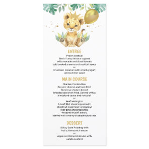 Our Little King Lion Crown Balloon 1st Birthday  Menu