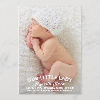 Our Little Lady Birth Announcement by PeridotPaperie at Zazzle