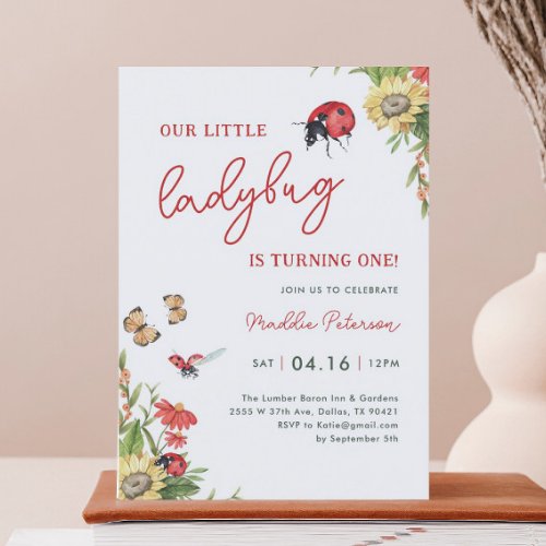 Our Little Lady Girl 1st Birthday Party Invitation