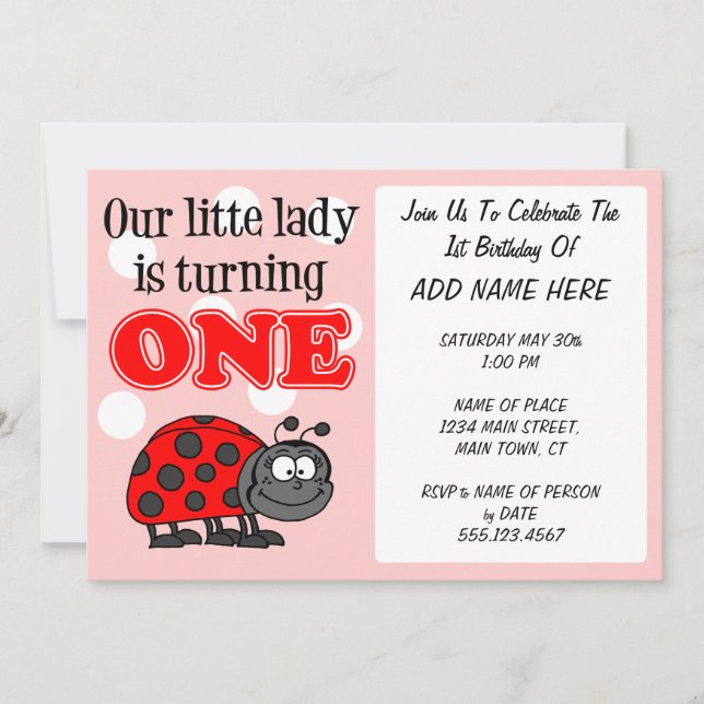 Our Little Lady Is Turning One Invitation (Front)