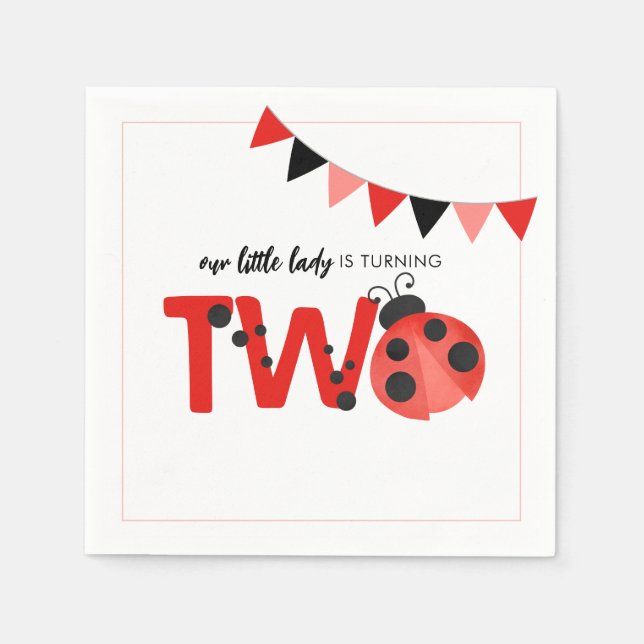 Our Little Lady is Turning Two Ladybug Napkins (Front)