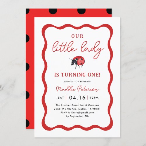 Our Little Ladybug Girl 1st Birthday Party Invitation