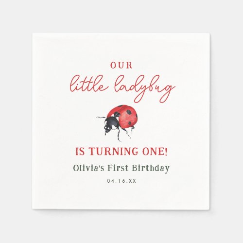 Our Little Ladybug Girl 1st Birthday Party Napkins