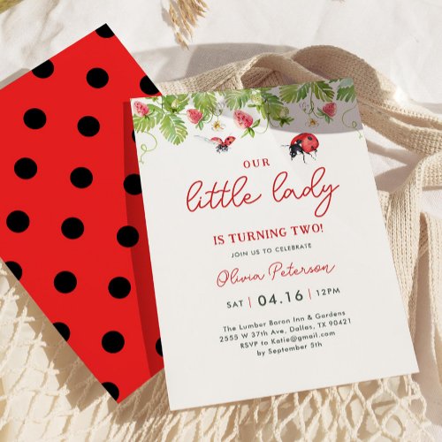Our Little Ladybug Girl 2nd Birthday Party Invitation