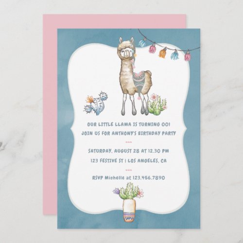 Our little Llama Kids Birthday Party Invitation