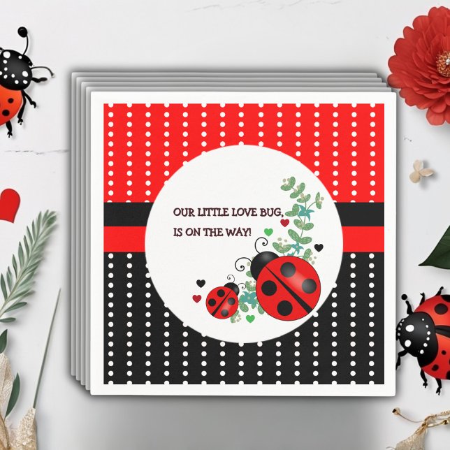 Our Little Love Bug Red Black Baby Shower Napkins (Creator Uploaded)