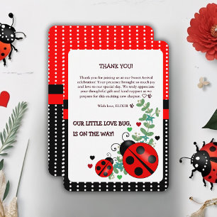 Our Little Love Bug Red Black Baby Shower Thank You Card