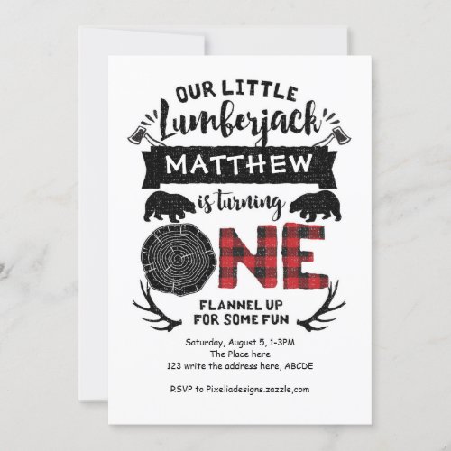 Our Little Lumberjack Boy First Birthday Invitation