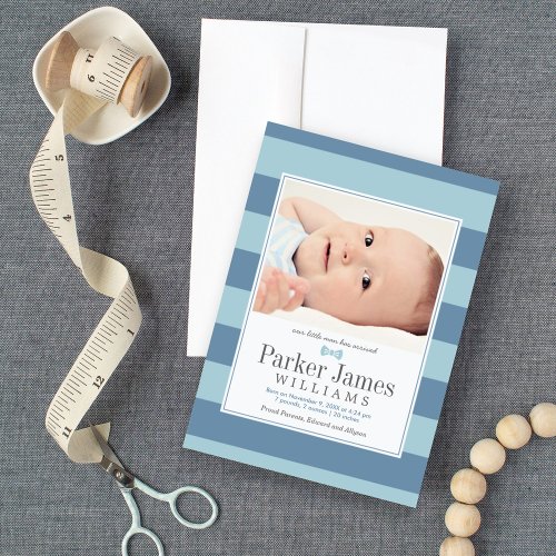 Our Little Man Aqua Blue Handsome Baby Boy Birth Announcement