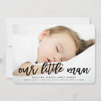 Our Little Man Baby Boy Photo Birth Announcement