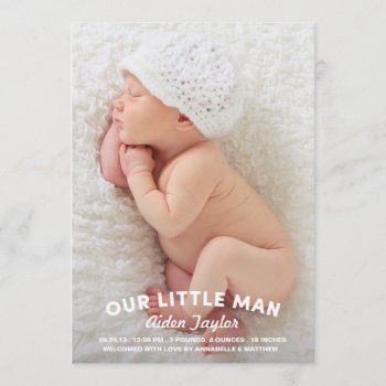 Our Little Man Birth Announcement by PeridotPaperie at Zazzle