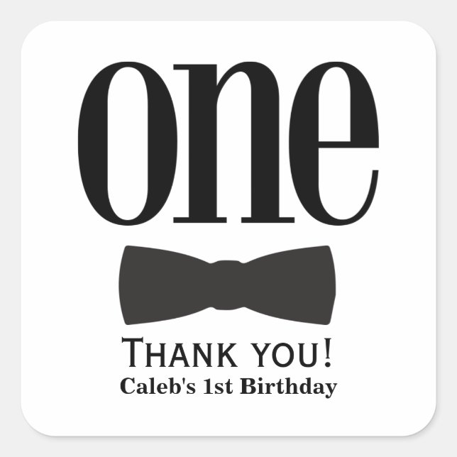 Our Little Man First 1st Birthday Bow tie Party Square Sticker (Front)