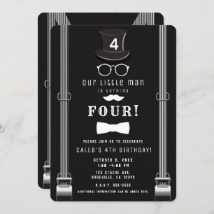 Our little Man Hipster Suspenders Birthday Party Invitation