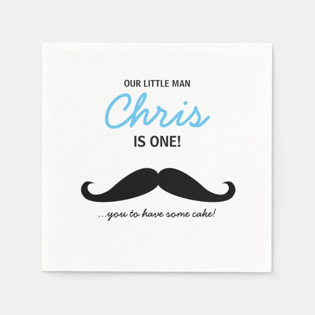 Our Little Man is one! Mustache you to have cake Napkins (Front)