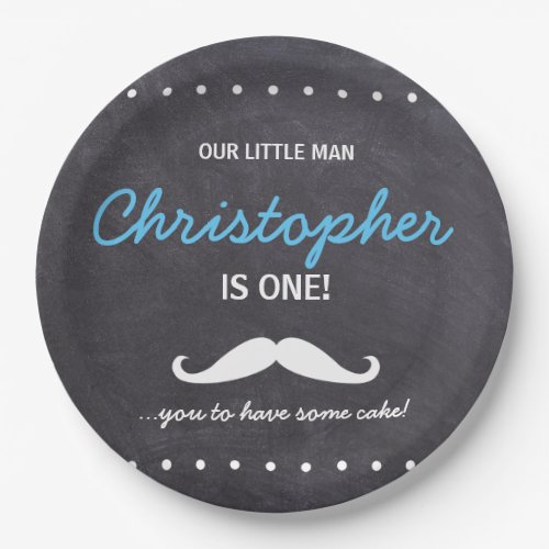 Our Little Man is one Mustache you to have cake Paper Plates