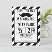 Our Little Man Mustache Birthday Invitation (Standing Front)