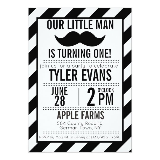 Our Little Man Mustache Birthday Invitation Zazzle Com