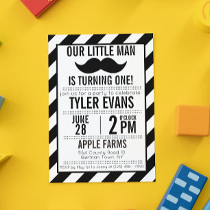 Our Little Man Mustache Birthday Invitation