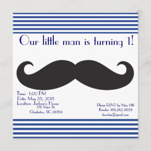 Our Little Man Mustache Birthday Invitations