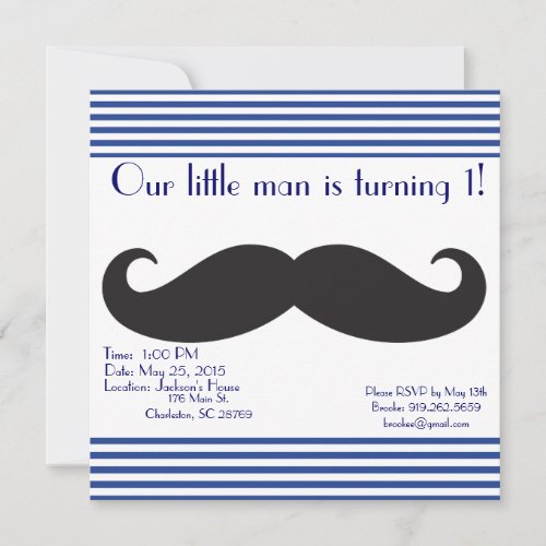 Our Little Man Mustache Birthday Invitations