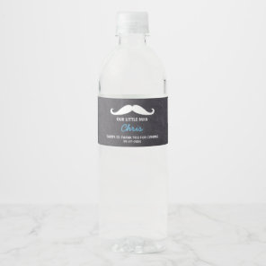 Our Little Man, Mustache theme birthday, Thank you Water Bottle Label