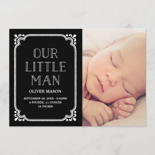 Our Little Man Rustic Birth Announcement