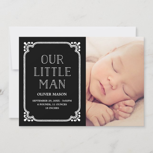 Our Little Man | Rustic Birth Announcement (Front)