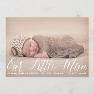 Our Little Man Script Photo Birth Announcement
