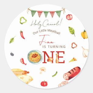 Our Little Meatball 1st Birthday Classic Round Sticker