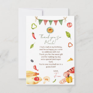 Our Little Meatball Birthday Thank You Card