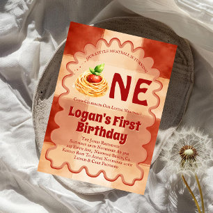 Our Little Meatball Is Turning One 1st Birthday Invitation