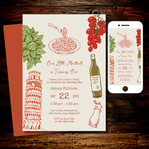 Our little meatball is turning one 1st Birthday Invitation