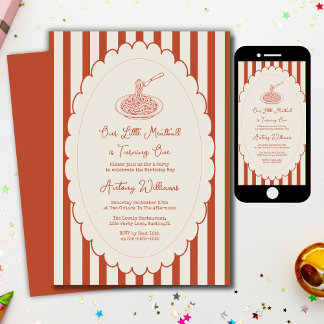 Our little meatball is turning one 1st Birthday  Invitation