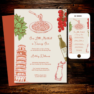 Our little meatball is turning one 1st Birthday Invitation