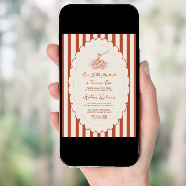 Our little meatball is turning one 1st Birthday  Invitation (Front Digital)