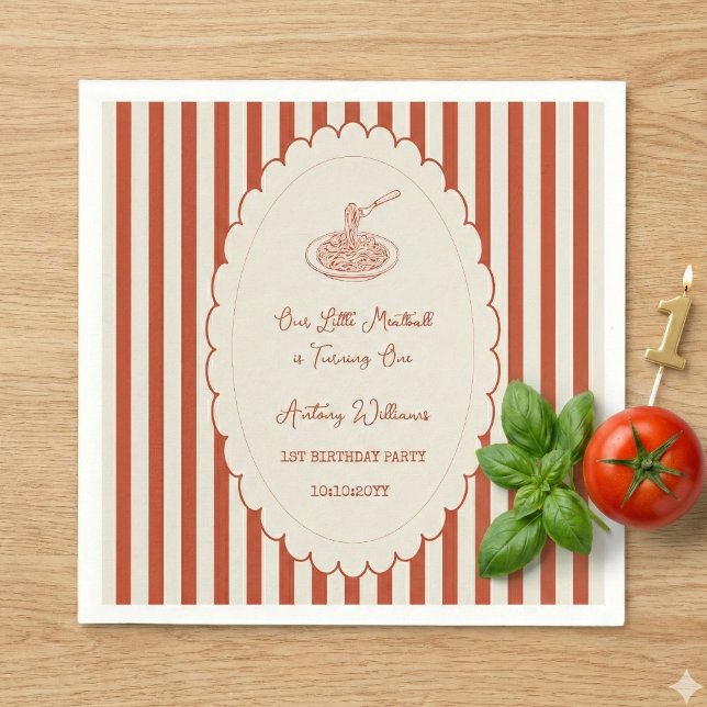 Our little meatball is turning one 1st Birthday  Napkins (Creator Uploaded)