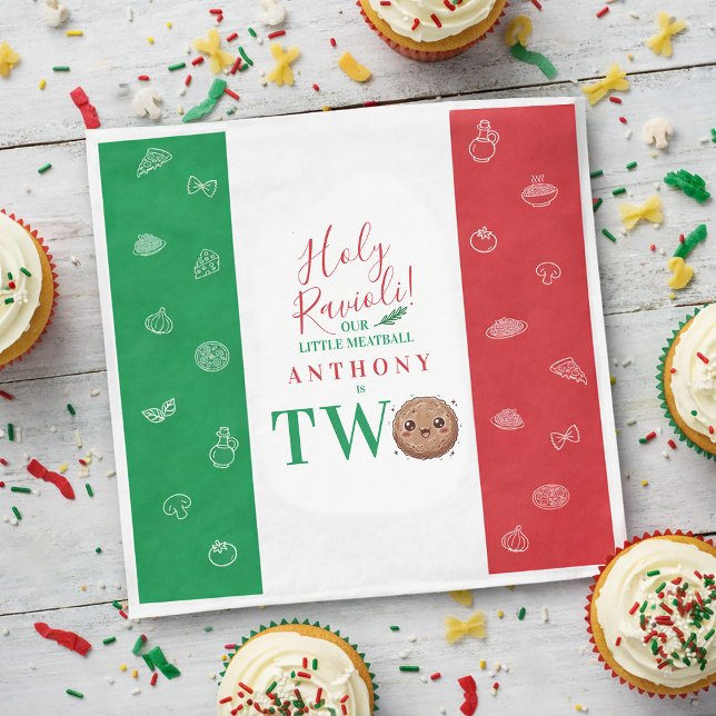 Our Little Meatball is Turning Two Birthday Party  Napkins (Our Little Meatball is Turning Two Birthday Party Napkins)