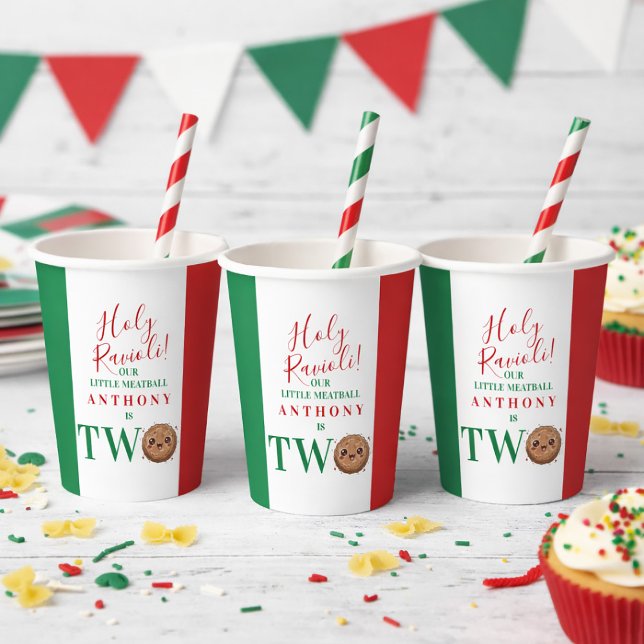 Our Little Meatball is Turning Two Birthday Party  Paper Cups (Our Little Meatball is Turning Two Birthday Party Paper Cups)