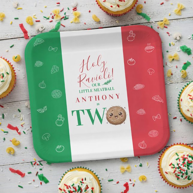 Our Little Meatball is Turning Two Birthday Party  Paper Plates (Our Little Meatball is Turning Two Birthday Party Paper Plates)