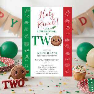 Our Little Meatball is Two Birthday Party Invitation