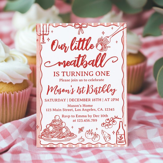 Our Little Meatball Italian Birthday Party Invitation (Creator Uploaded)