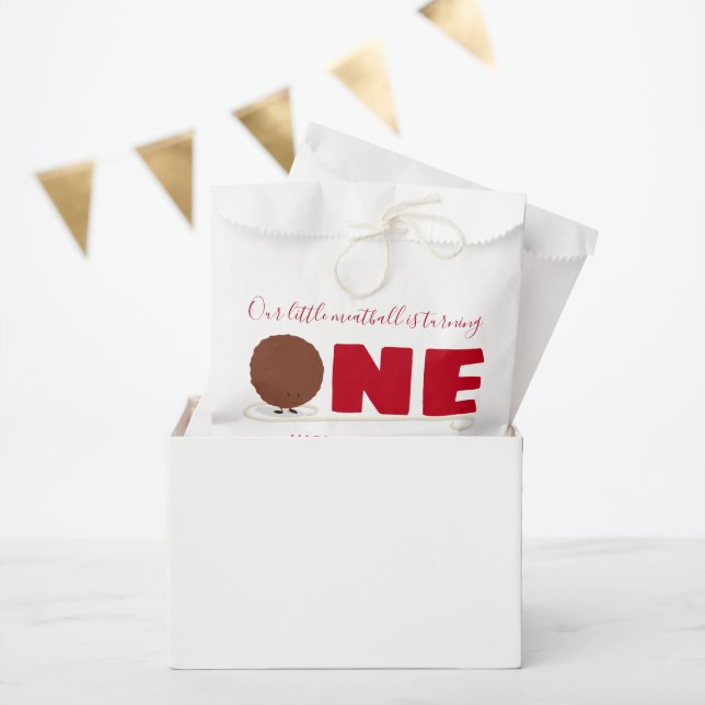 Our Little Meatball Turning One First Birthday Favor Bag (Party)